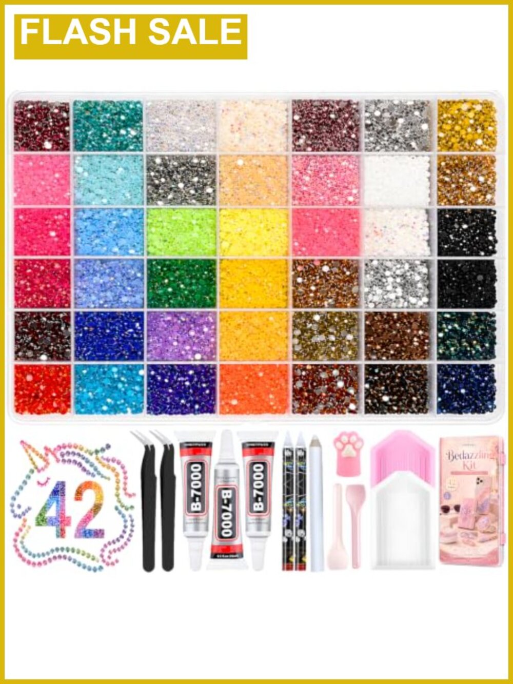 Bedazzler Kit 42 Colors 42000 Rhinestones 3mm Glue Tools DIY